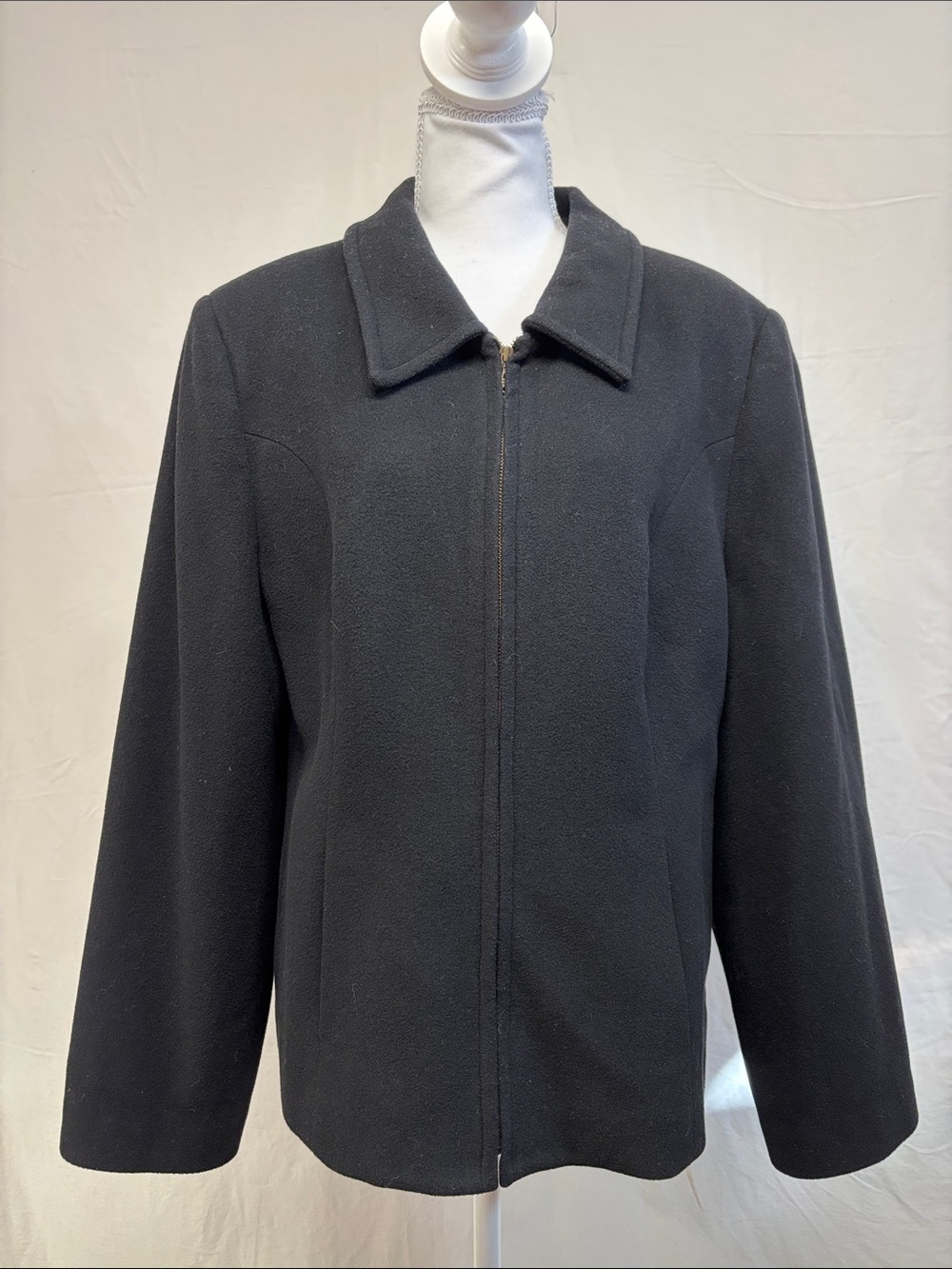 Tribal Black Zip-Front Soft Wool Women's Blazer Bomber Jacket